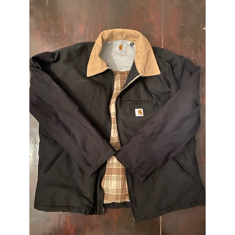Carhartt Black work jacket distressed Faded Large L VTG